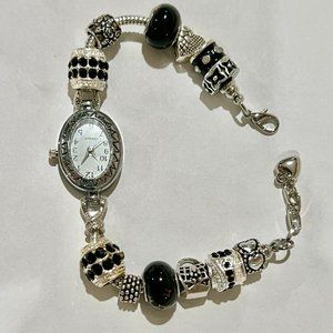 BLACK EUROPEAN BEADED WATCH